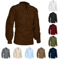 thumbnail image 1 of SONXAHE Men's Lace Up Shirt Loose Medieval Daily Blouse, 1 of 4
