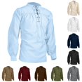 thumbnail image 1 of SONXAHE Men's Lace Up Shirt Loose Medieval Daily Blouse, 1 of 4