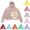 thumbnail image 1 of SONXAHE Men's Letter Print Cropped Hoodie Kangaroo Pocket Casual Spring Pullover Sweatshirt, 1 of 3