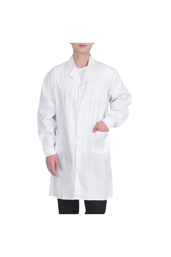Men's Pocketed Professional Lab Coats Long-Sleeve Medical Laboratory Work Uniforms