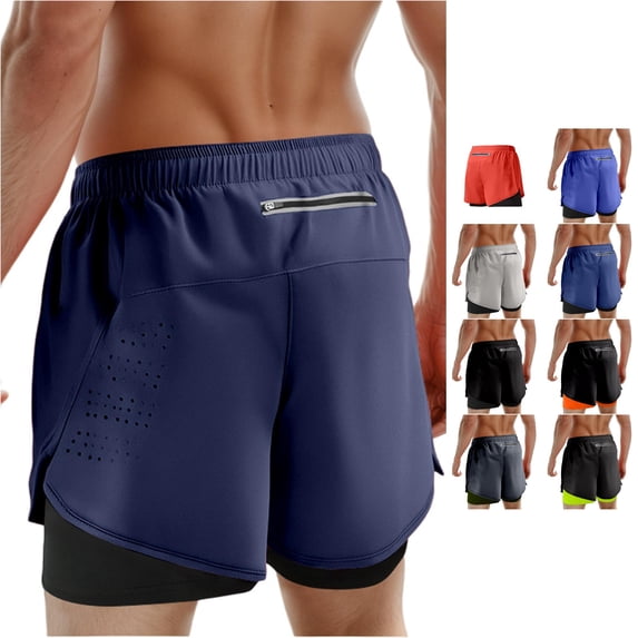 SONXAHE Men's Quick Dry Running Shorts Reflective Back Zipper Pocket Athletic Workout Shorts