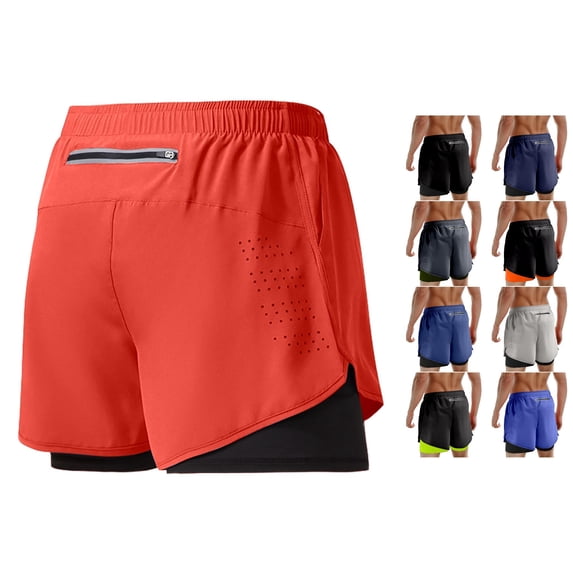 SONXAHE Men's Quick Dry Running Shorts Reflective Back Zipper Pocket Athletic Workout Shorts