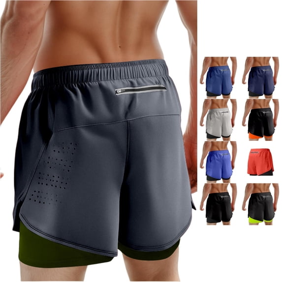 SONXAHE Men's Quick Dry Running Shorts Reflective Back Zipper Pocket Athletic Workout Shorts