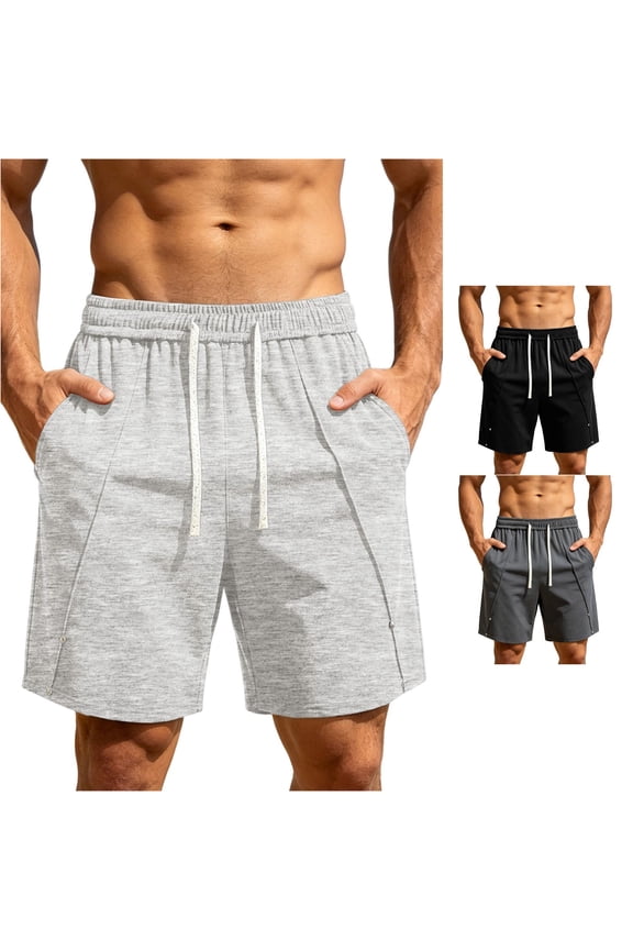 Men's Rivet Detail Drawstring Shorts Straight Cut Street Gym Training Bermudas