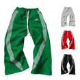 thumbnail image 1 of SONXAHE Men's Side Stripe Printed Sweatpants Drawstring Waist Wide Leg Trouser, 1 of 5