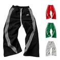 thumbnail image 1 of SONXAHE Men's Side Stripe Printed Sweatpants Drawstring Waist Wide Leg Trouser, 1 of 5