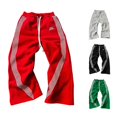 thumbnail image 1 of SONXAHE Men's Side Stripe Printed Sweatpants Drawstring Waist Wide Leg Trouser, 1 of 5