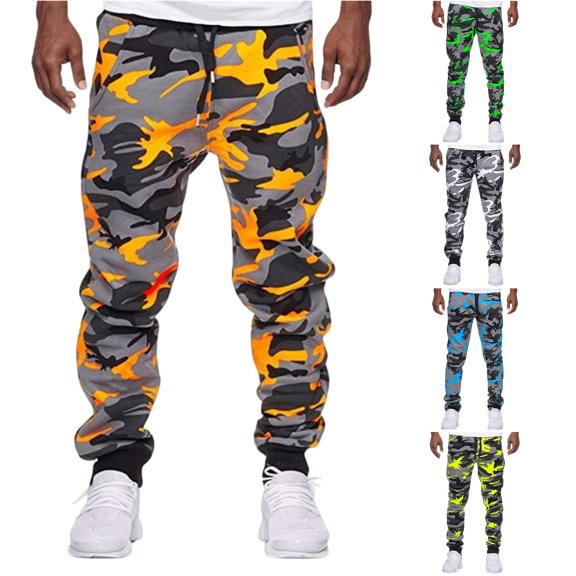 SONXAHE Men's Slim Fit Camo Sweat Pants Elastic Ankle Street Wear Track Joggers
