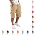thumbnail image 1 of SONXAHE Men's Solid Cargo Bermudas Multi Flap Pocket Relaxed Cut Summer Vacation Shorts, 1 of 8