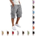 thumbnail image 1 of SONXAHE Men's Solid Cargo Bermudas Multi Flap Pocket Relaxed Cut Summer Vacation Shorts, 1 of 8