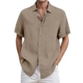 thumbnail image 1 of SONXAHE Men's Solid Short-Sleeve Dress Shirt Smart-Casual Office Everyday Button-Down Blouse, 1 of 4
