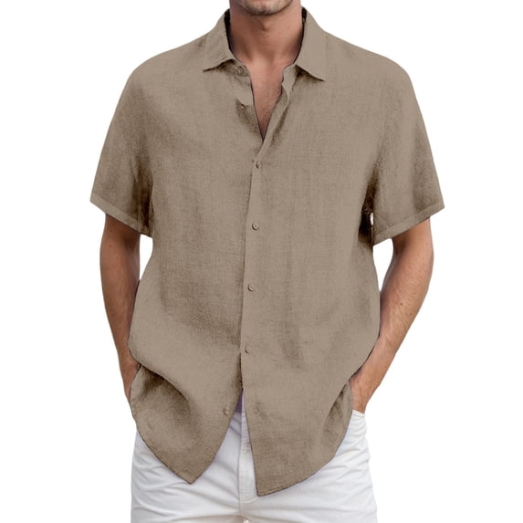 SONXAHE Men's Solid Short-Sleeve Dress Shirt Smart-Casual Office Everyday Button-Down Blouse