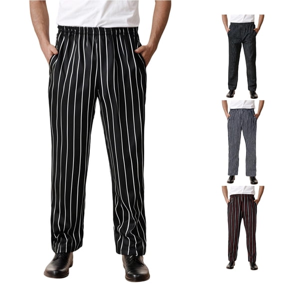 SONXAHE Mens Elastic Waist Striped Pants Straight Leg Loose Fit Trousers Daily Casual Relaxed Bottoms