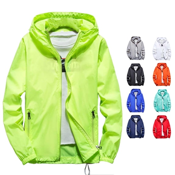 SONXAHE Mens Hooded Windbreaker Jacket Zip Up Long Sleeve Outerwear Coat