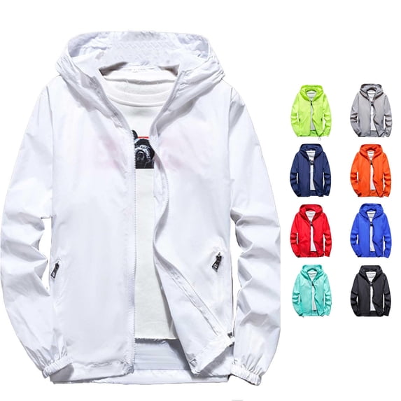 SONXAHE Mens Hooded Windbreaker Jacket Zip Up Long Sleeve Outerwear Coat