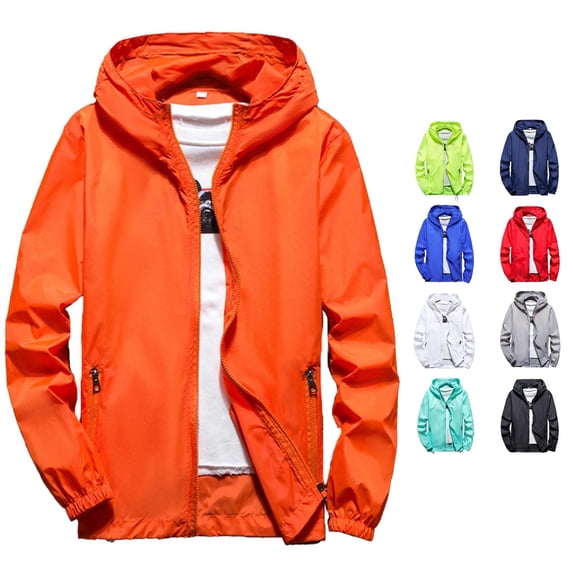 SONXAHE Mens Hooded Windbreaker Jacket Zip Up Long Sleeve Outerwear Coat
