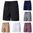 thumbnail image 1 of SONXAHE Mens Solid Casual Shorts Drawstring Waist Side Pockets Daily Wear Bottoms, 1 of 6