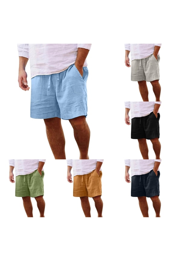 Mens Solid Drawstring Casual Shorts Loose Fit Full Length Bottoms