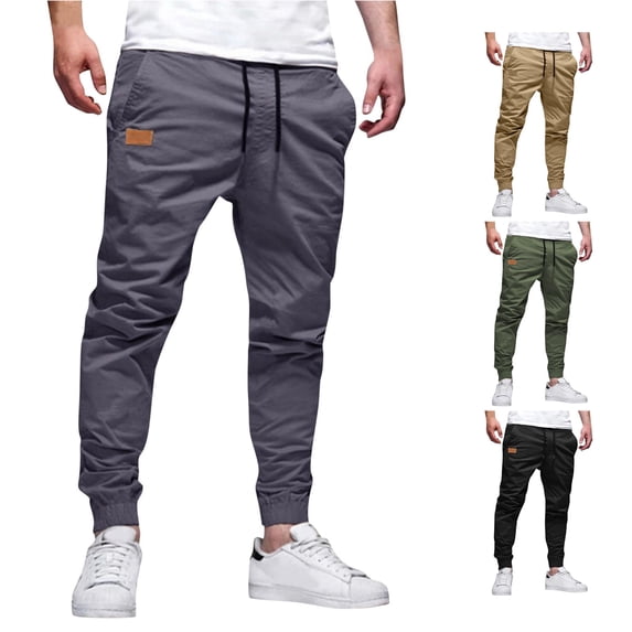 SONXAHE Mens Solid Jogger Pants tapered ankle bottoms