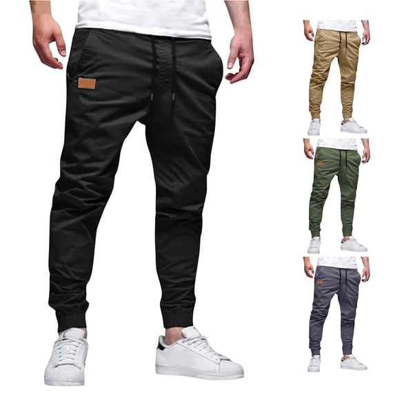 SONXAHE Mens Solid Jogger Pants tapered ankle bottoms