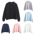 thumbnail image 1 of SONXAHE Neck Solid Sweatshirt for Women Oversized Loose Fit Spring Fall Pullover Tops, 1 of 6