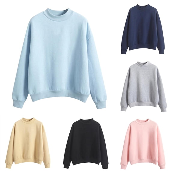 SONXAHE Neck Solid Sweatshirt for Women Oversized Loose Fit Spring Fall Pullover Tops