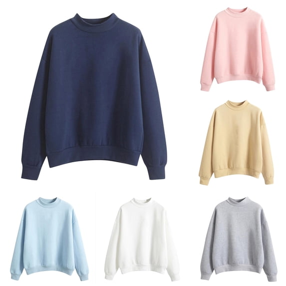 SONXAHE Neck Solid Sweatshirt for Women Oversized Loose Fit Spring Fall Pullover Tops