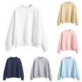 thumbnail image 1 of SONXAHE Neck Solid Sweatshirt for Women Oversized Loose Fit Spring Fall Pullover Tops, 1 of 6