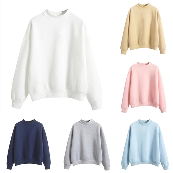 SONXAHE Neck Solid Sweatshirt for Women Oversized Loose Fit Spring Fall Pullover Tops