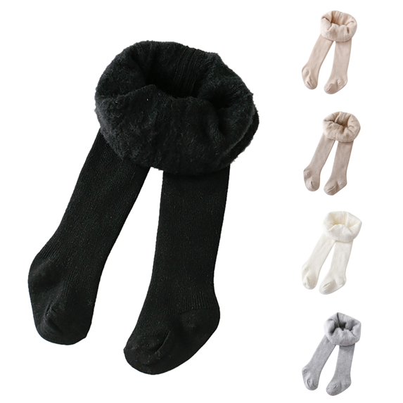 SONXAHE Newborn Girl's Fleece‑Lined Footed Leggings Leggings Warm Winter Bottoms