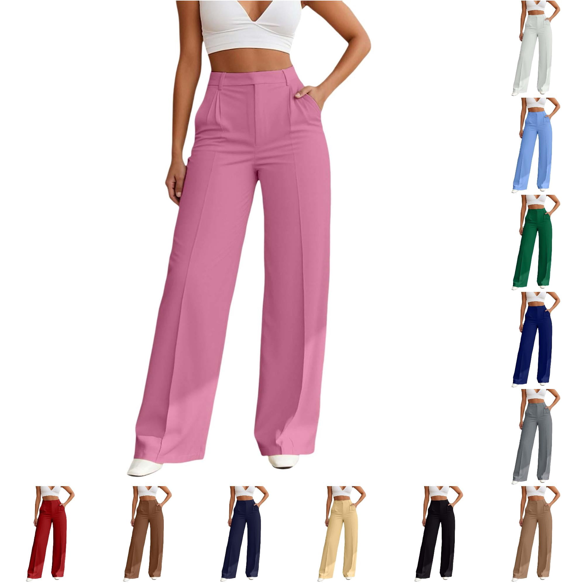 SONXAHE Pleated High Rise Wide Leg Pants For Women Front Seam Neat