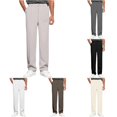thumbnail image 1 of SONXAHE Pleated Straight Trousers For Men Button Waist Neat Cut Fall Daily Work Dress Pants, 1 of 4