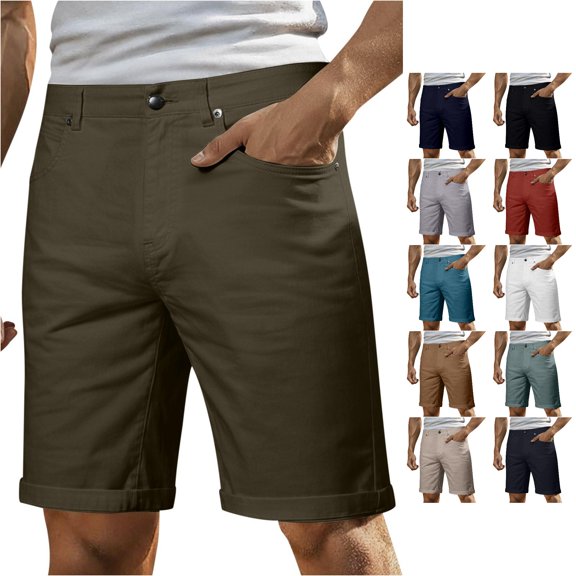 SONXAHE Rolled-Hem Chino Shorts for men Straight-Fit Weekend Golf Knee-Length Pants
