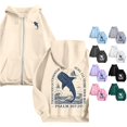 thumbnail image 1 of SONXAHE Shark Print Zip Up Hoodie Womens Oversized Long Sleeve Pocket Jacket Casual Outerwear, 1 of 6
