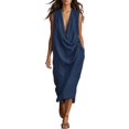 thumbnail image 1 of SONXAHE Side-Pocket Midi Dress for Women Sleeveless Cowl-Neck Weekend Casual Mid-Length Dresses, 1 of 4