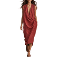 thumbnail image 1 of SONXAHE Side-Pocket Midi Dress for Women Sleeveless Cowl-Neck Weekend Casual Mid-Length Dresses, 1 of 4