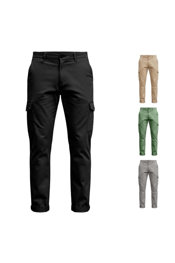 Slim Fit Cargo Pants for Men Side Cargo Pocket Daily Travel Chino Trousers
