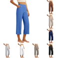 thumbnail image 1 of SONXAHE Solid Linen Capri Pants Womens Relaxed Cropped Fit Casual Summer Everyday Bottoms, 1 of 5