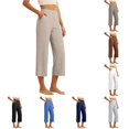 thumbnail image 1 of SONXAHE Solid Linen Capri Pants Womens Relaxed Cropped Fit Casual Summer Everyday Bottoms, 1 of 4