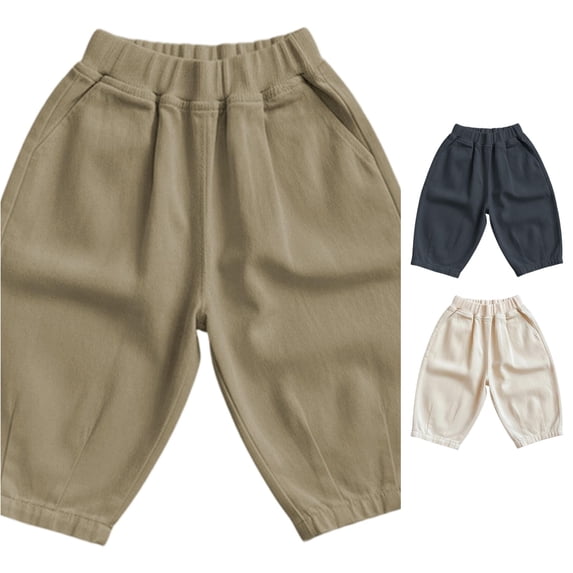 SONXAHE Solid‑Tone Casual Pants for Infant Boy Harem‑Cut Casual Pants Indoor Play Bottoms