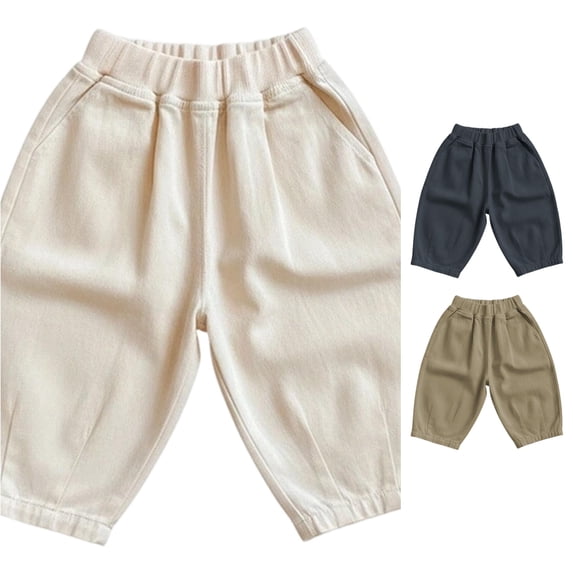SONXAHE Solid‑Tone Casual Pants for Infant Boy Harem‑Cut Casual Pants Indoor Play Bottoms