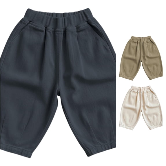 SONXAHE Solid‑Tone Casual Pants for Toddler Boy Harem‑Cut Casual Pants Indoor Play Bottoms