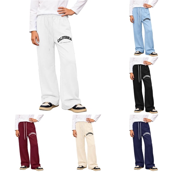 SONXAHE Stretchy Sweatpants for Teen Boys Letter‑Graphic Printed School Bottoms