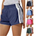 thumbnail image 1 of SONXAHE Stripe Print Athletic Shorts For Women Elastic Waist Active Workout Bottoms, 1 of 4