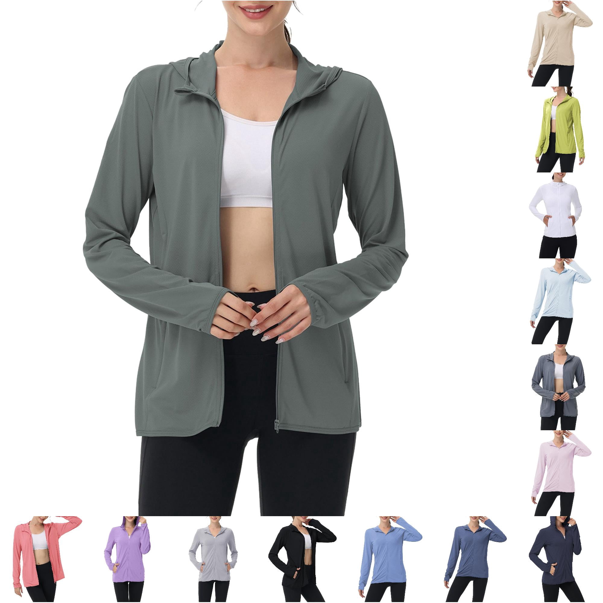 SONXAHE Sun Protection Zip Hooded Jackets for Women Long Sleeve Thumb ...