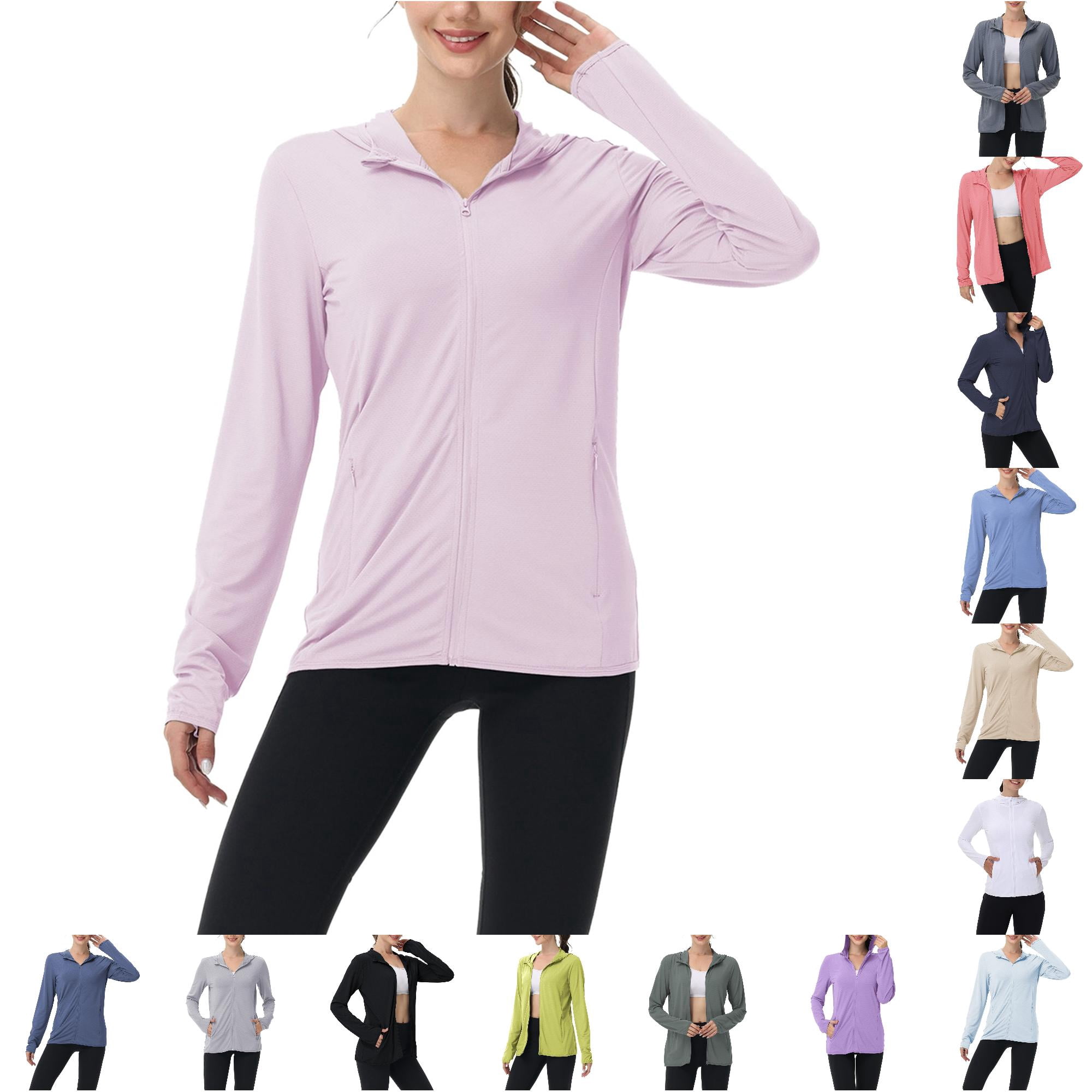 SONXAHE Sun Protection Zip Hooded Jackets for Women Long Sleeve Thumb ...