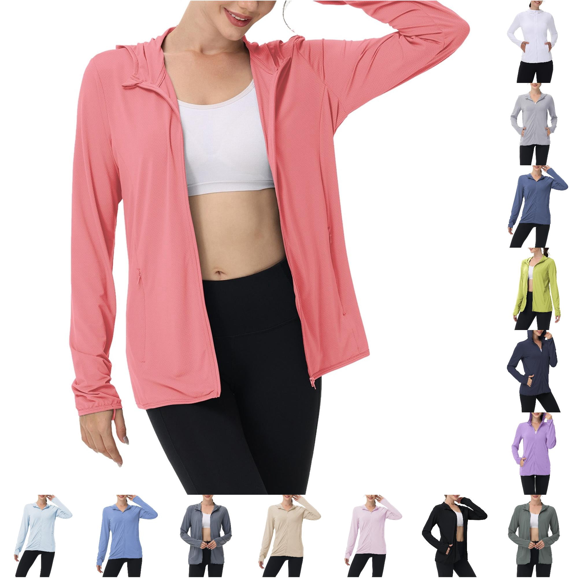 SONXAHE Sun Protection Zip Hooded Jackets for Women Long Sleeve Thumb ...