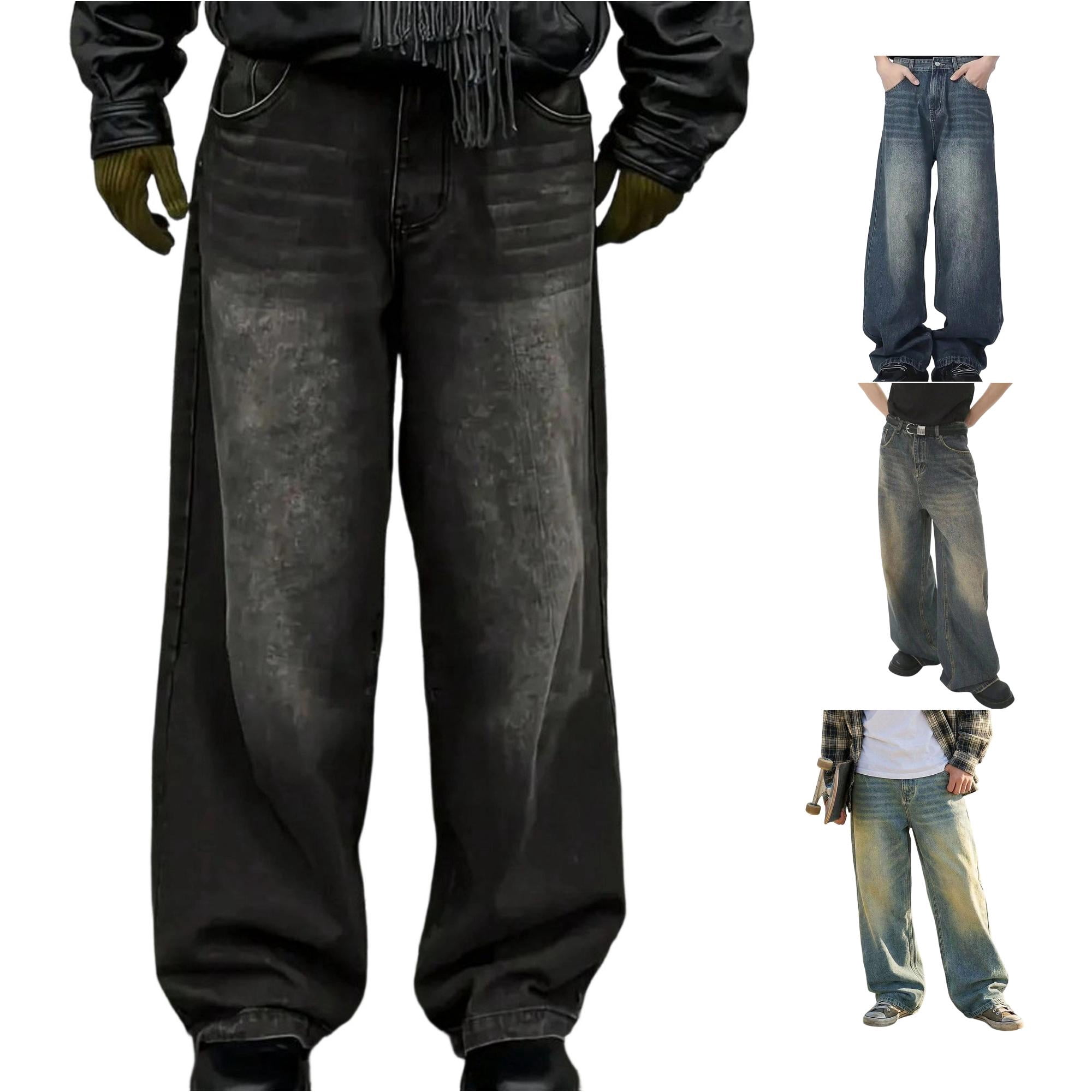SONXAHE Teen Boy's Washed‑Finish Denim Jeans Solid Casual Pants Street ...