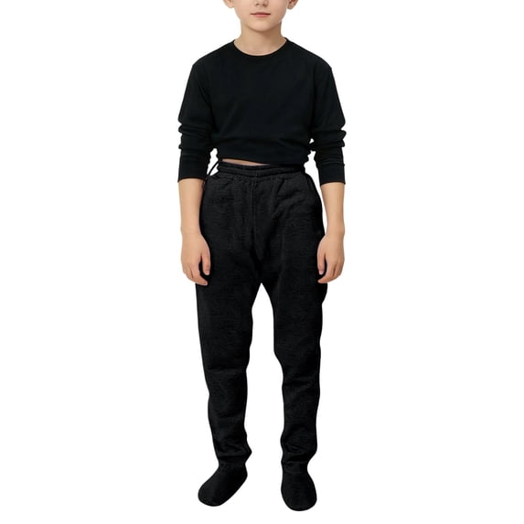 SONXAHE Boys Solid Footed Pants Elastic Waist Slim Fit Soft Daily Bottoms Active Trousers