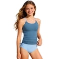 thumbnail image 1 of SONXAHE Girls Soft Tankini Set Drawstring Side Summer Beach Two Piece Swimwear, 1 of 5